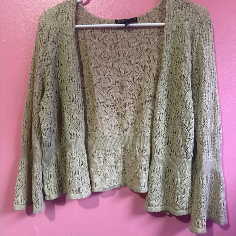 Elementz Women's Open Knit Cardigan - Tan